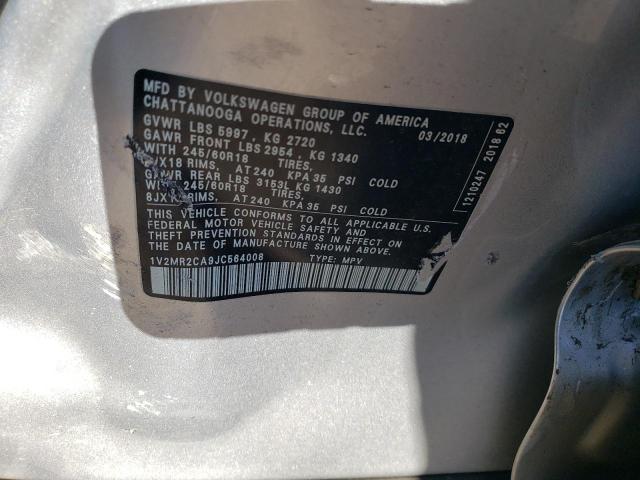 1V2MR2CA9JC564008 - 2018 VOLKSWAGEN ATLAS SEL SILVER photo 13