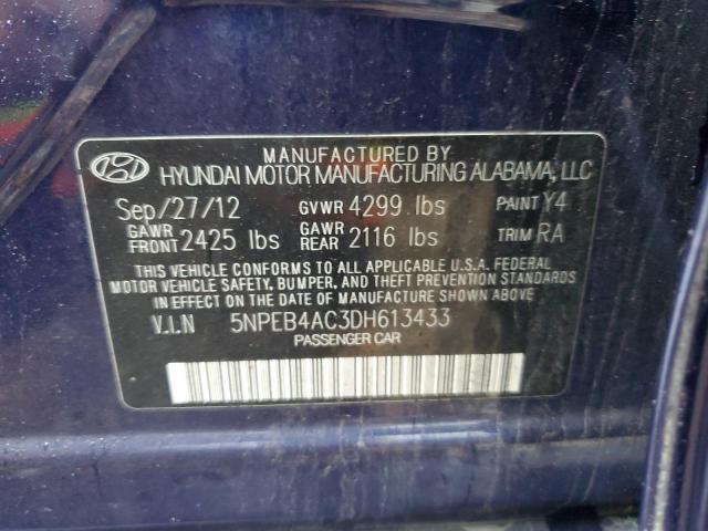 5NPEB4AC3DH613433 - 2013 HYUNDAI SONATA GLS RED photo 12