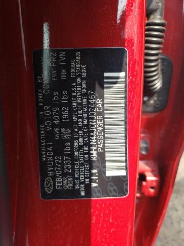 KMHLN4AJ0NU024467 - 2022 HYUNDAI ELANTRA LIMITED RED photo 12