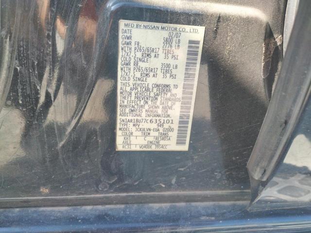 5N1AR18U77C635101 - 2007 NISSAN PATHFINDER LE BLACK photo 13