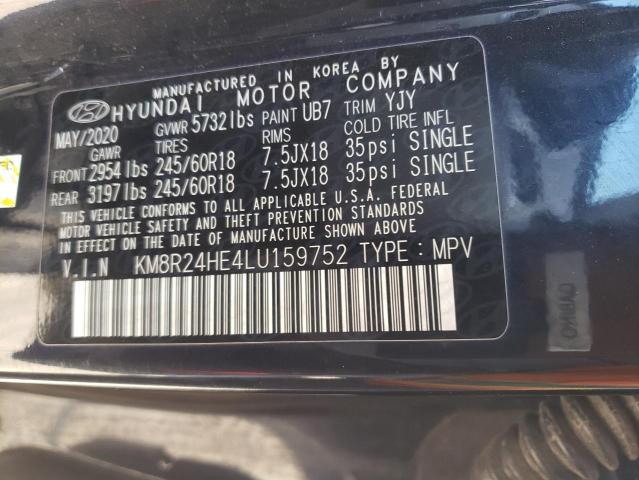 KM8R24HE4LU159752 - 2020 HYUNDAI PALISADE SEL BLUE photo 14