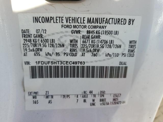 1FDUF5HT3CEC49763 - 2012 FORD F550 SUPER DUTY WHITE photo 12