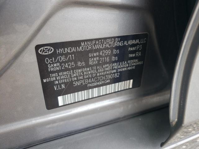 5NPEB4AC7CH390182 - 2012 HYUNDAI SONATA GLS SILVER photo 12