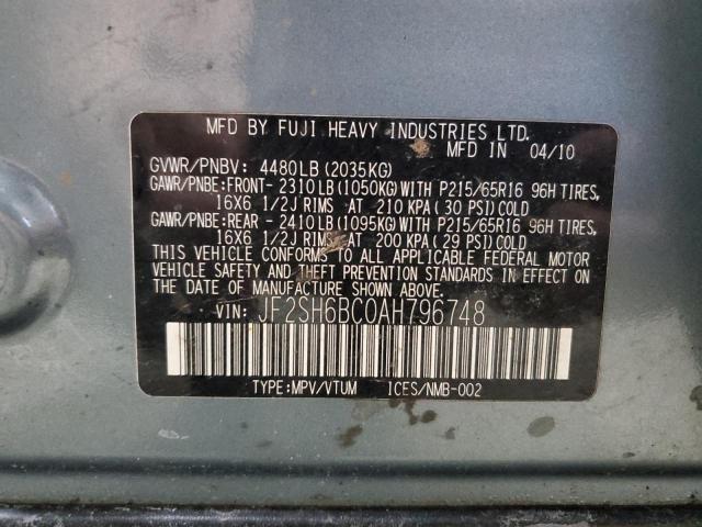 JF2SH6BC0AH796748 - 2010 SUBARU FORESTER XS BLUE photo 13