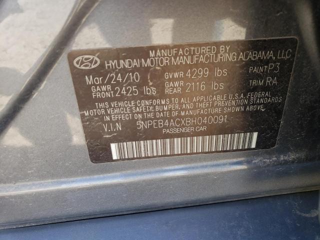 5NPEB4ACXBH040091 - 2011 HYUNDAI SONATA GLS GRAY photo 12