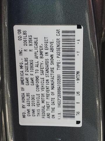 1HGCP26898A100591 - 2008 HONDA ACCORD EXL GRAY photo 12