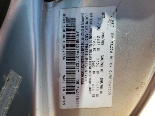 JM1NB3539Y0148227 - 2000 MAZDA MX-5 MIATA BASE SILVER photo 12