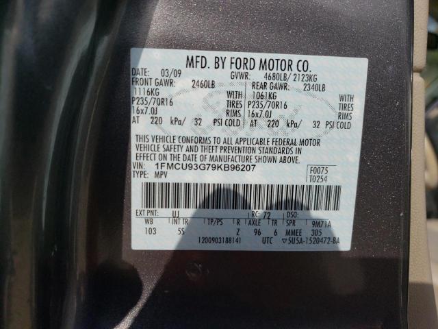 1FMCU93G79KB96207 - 2009 FORD ESCAPE XLT GRAY photo 13