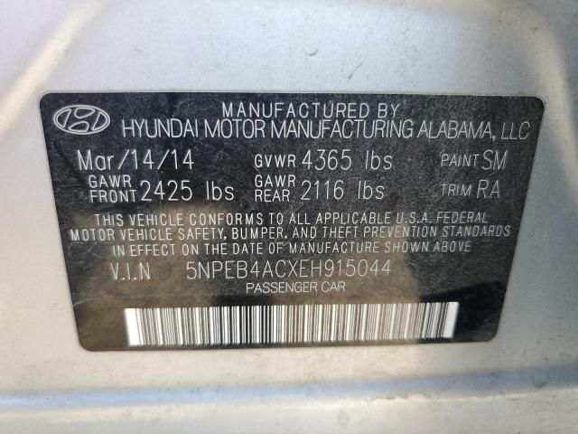 5NPEB4ACXEH915044 - 2014 HYUNDAI SONATA GLS SILVER photo 12