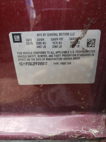 1G11F5SL2FF286617 - 2015 CHEVROLET MALIBU LTZ მუქწითელი ფოტო 13