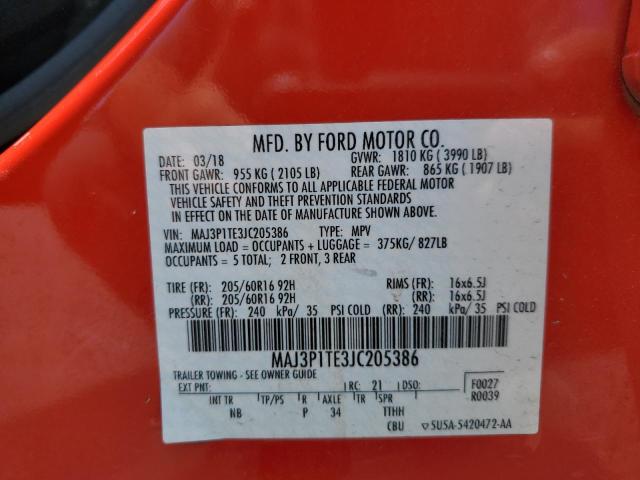 MAJ3P1TE3JC205386 - 2018 FORD ECOSPORT SE Rouge photo 12