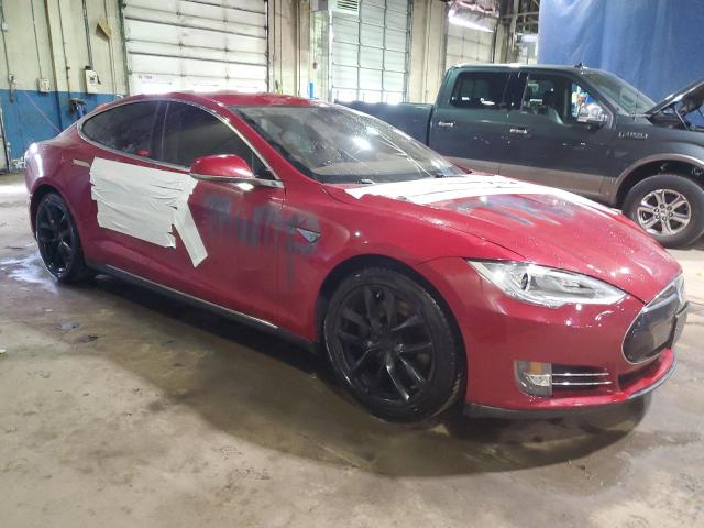 5YJSA1CNXDFP09352 - 2013 TESLA MODEL S RED photo 4