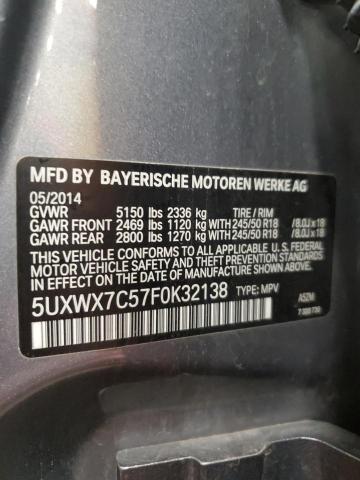 5UXWX7C57F0K32138 - 2015 BMW X3 XDRIVE35I GRAY photo 13