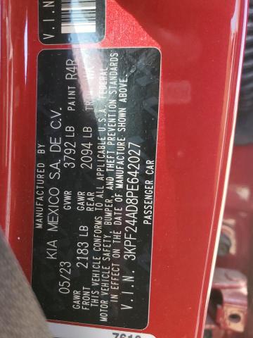 3KPF24AD8PE642027 - 2023 KIA FORTE LX RED photo 13