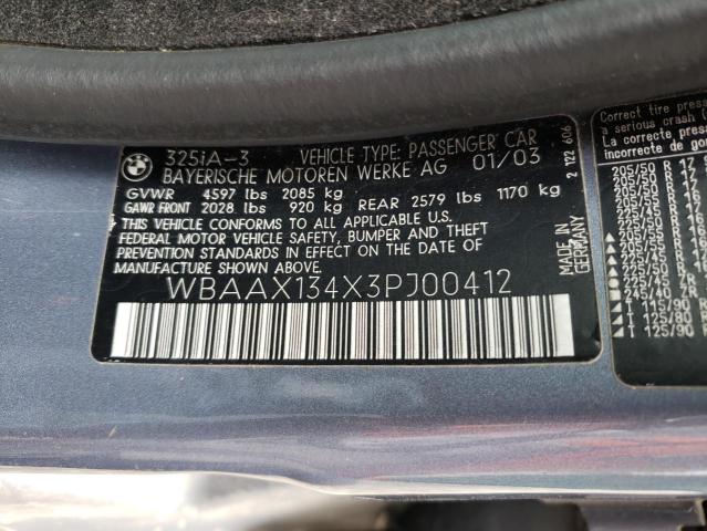 WBAAX134X3PJ00412 - 2003 BMW 325 IT BLUE photo 14