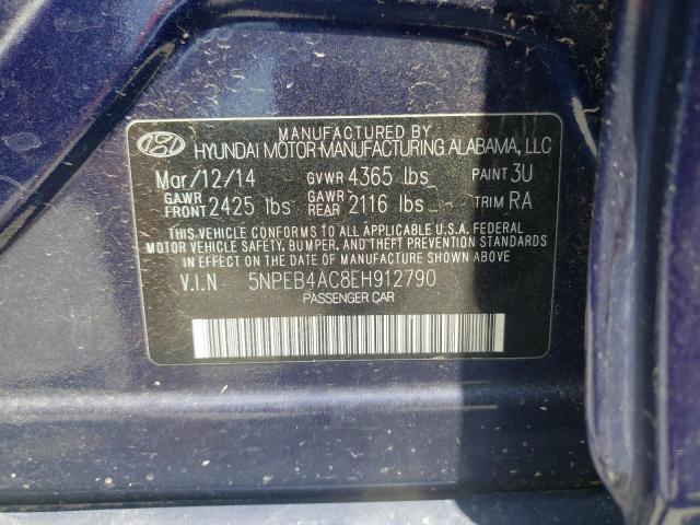 5NPEB4AC8EH912790 - 2014 HYUNDAI SONATA GLS BLUE photo 10