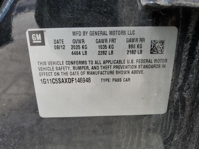 1G11C5SAXDF146948 - 2013 CHEVROLET MALIBU 1LT BLACK photo 12