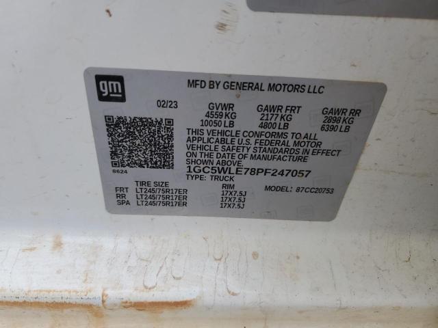 1GC5WLE78PF247057 - 2023 CHEVROLET SILVERADO C2500 HEAVY DUTY WHITE photo 12