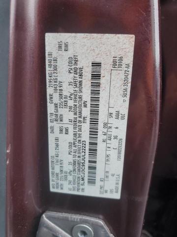 5LMCJ3C95JUL22223 - 2018 LINCOLN MKC RESERVE ბურგუნდია ფოტო 13