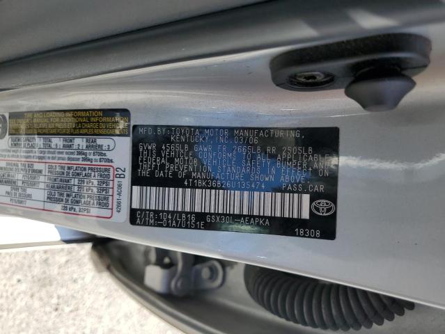 4T1BK36B26U135474 - 2006 TOYOTA AVALON XL SILVER photo 12