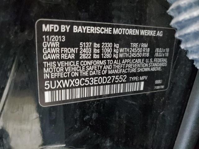 5UXWX9C53E0D27552 - 2014 BMW X3 XDRIVE28I BLACK photo 13