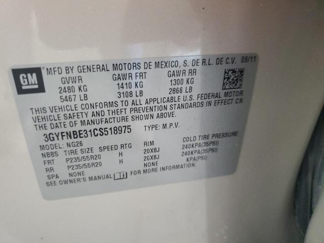 3GYFNBE31CS518975 - 2012 CADILLAC SRX PERFORMANCE COLLECTION Złoty zdjęcie 13