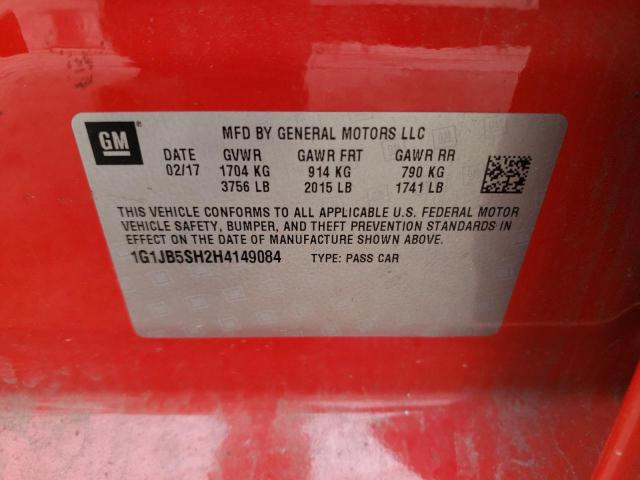 1G1JB5SH2H4149084 - 2017 CHEVROLET SONIC LS RED photo 13
