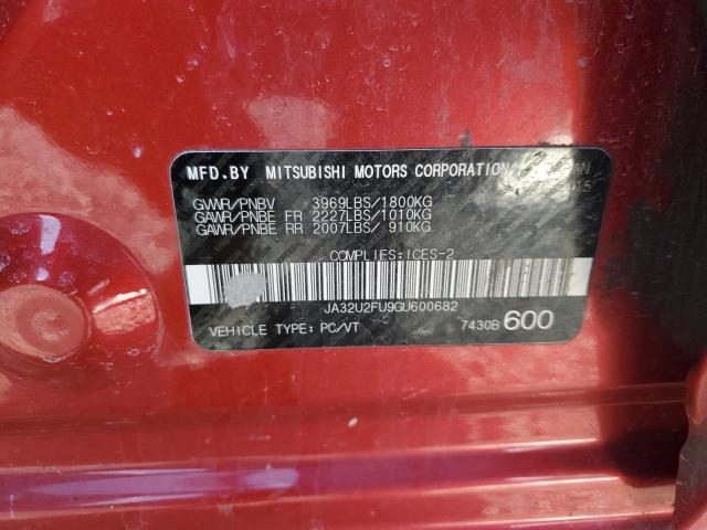 JA32U2FU9GU600682 - 2016 MITSUBISHI LANCER ES RED photo 12