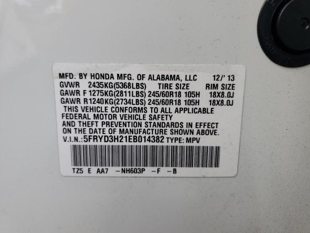 5FRYD3H21EB014382 - 2014 ACURA MDX WHITE photo 12