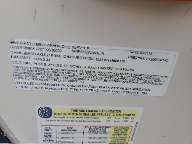 4EZTL2424G8034318 - 2016 SPRE CAMPER CREAM photo 10