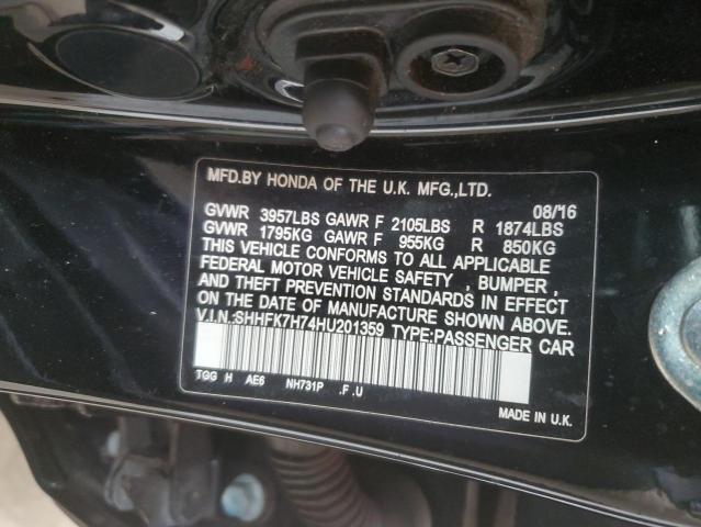 SHHFK7H74HU201359 - 2017 HONDA CIVIC EXL Qara foto 12