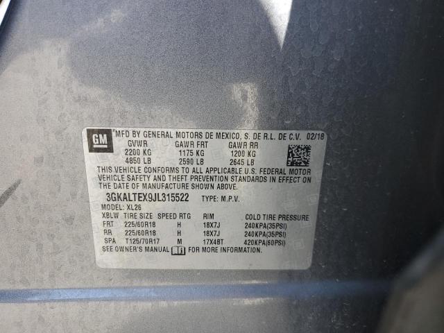 3GKALTEX9JL315522 - 2018 GMC TERRAIN SLE GRAY photo 13