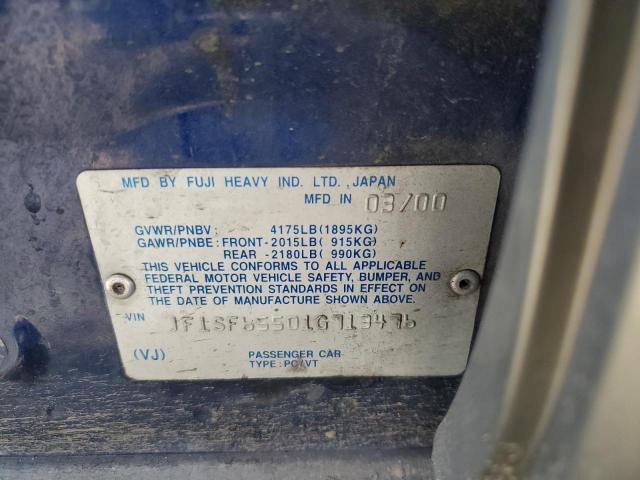 JF1SF65501G713476 - 2001 SUBARU FORESTER S BLUE photo 12