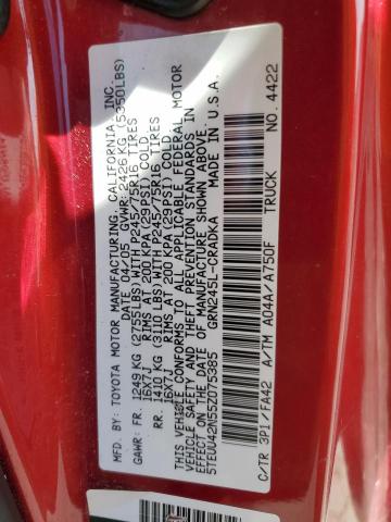 5TEUU42N55Z075385 - 2005 TOYOTA TACOMA ACCESS CAB RED photo 12