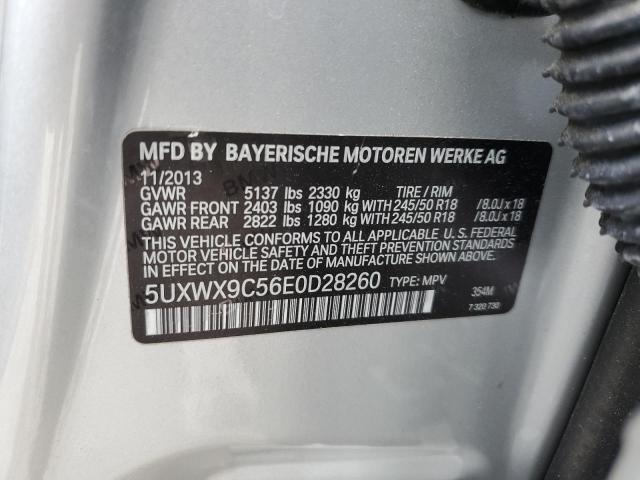 5UXWX9C56E0D28260 - 2014 BMW X3 XDRIVE28I SILVER photo 13