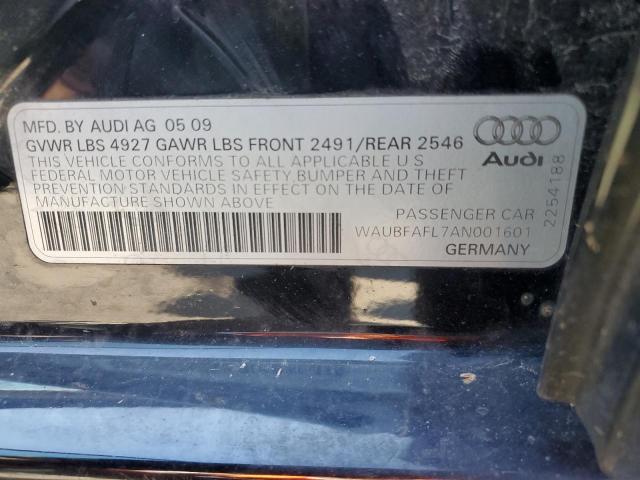 WAUBFAFL7AN001601 - 2010 AUDI A4 PREMIUM BLACK photo 12