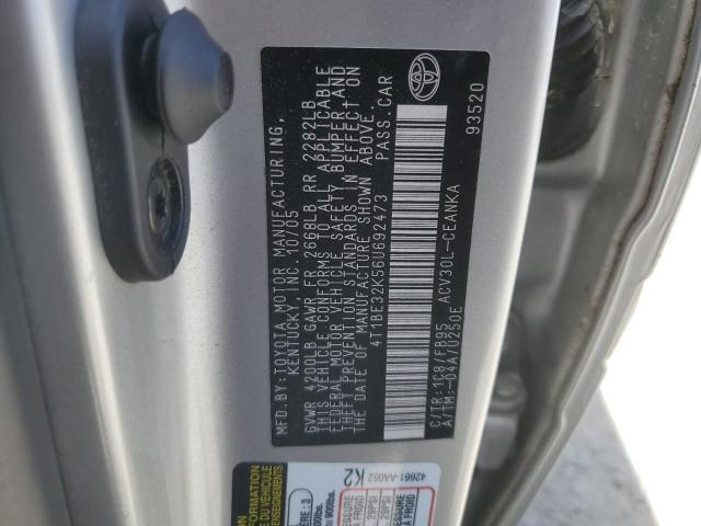 4T1BE32K56U692473 - 2006 TOYOTA CAMRY LE SILVER photo 12