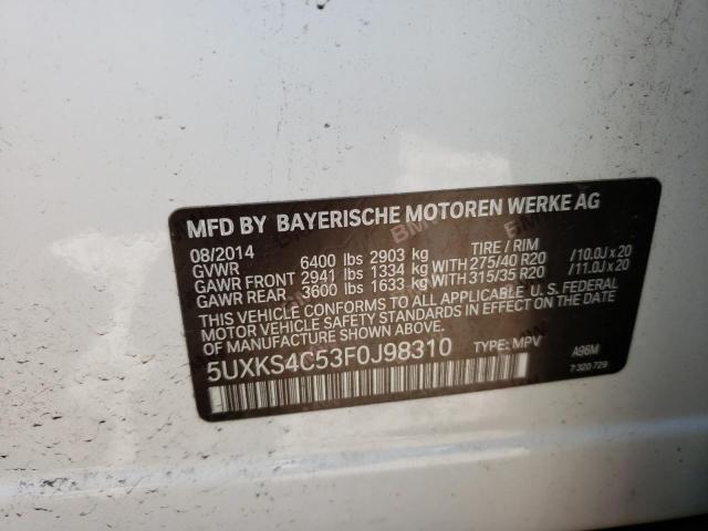 5UXKS4C53F0J98310 - 2015 BMW X5 XDRIVE35D WHITE photo 14