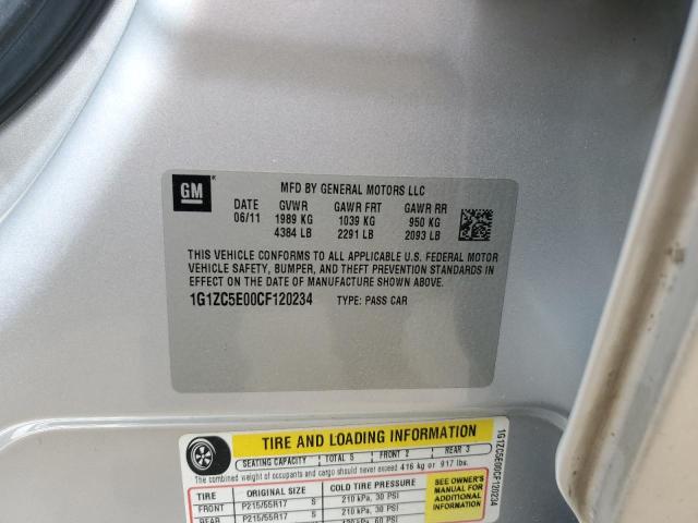 1G1ZC5E00CF120234 - 2012 CHEVROLET MALIBU 1LT 银色 照片 12