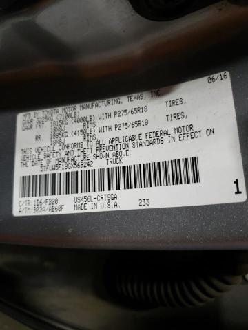 5TFUW5F18GX569242 - 2016 TOYOTA TUNDRA DOUBLE CAB SR/SR5 SILVER photo 10