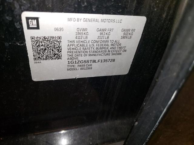 1G1ZG5ST8LF135728 - 2020 CHEVROLET MALIBU RS 黑色 照片 12