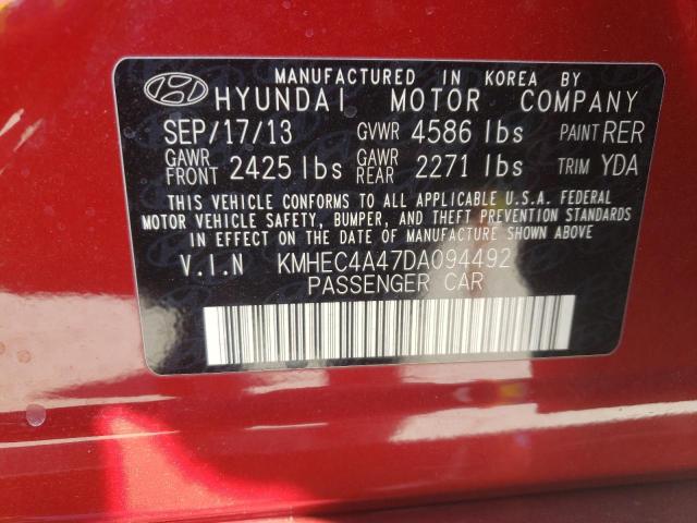 KMHEC4A47DA094492 - 2013 HYUNDAI SONATA HYBRID RED photo 13