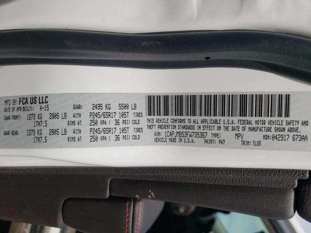 1C4PJMBS3FW735367 - 2015 JEEP CHEROKEE TRAILHAWK თეთრი ფოტო 12