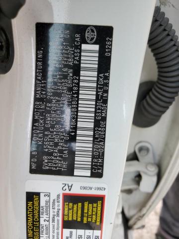 4T1BK3DB8BU418782 - 2011 TOYOTA AVALON BASE WHITE photo 12