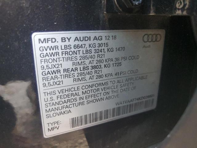 WA1VAAF74KD026605 - 2019 AUDI Q7 PRESTIGE BLACK photo 14