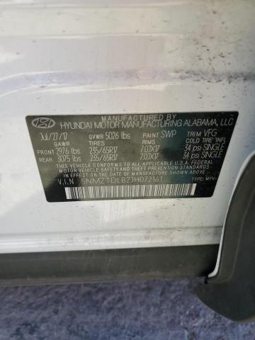 5NMZTDLB2JH072161 - 2018 HYUNDAI SANTA FE S WHITE photo 14