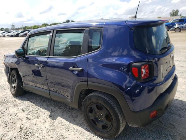 ZACNJAAB1KPK16782 - 2019 JEEP RENEGADE SPORT BLUE photo 2