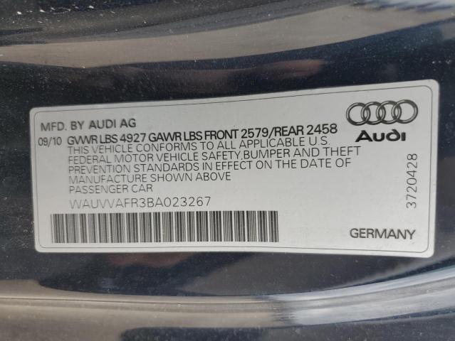 WAUVVAFR3BA023267 - 2011 AUDI S5 PRESTIGE 黑色 照片 12