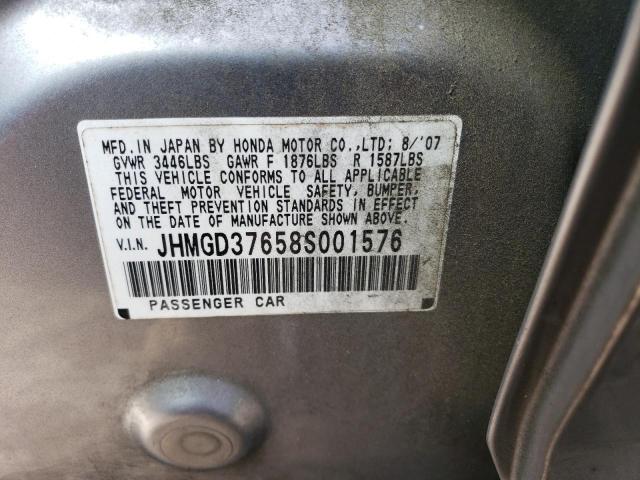 JHMGD37658S001576 - 2008 HONDA FIT SPORT GRAY photo 12