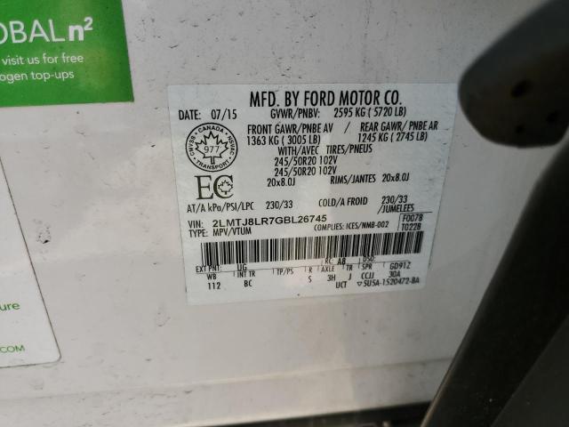 2LMTJ8LR7GBL26745 - 2016 LINCOLN MKX RESERVE Սպիտակ լուսանկար 13